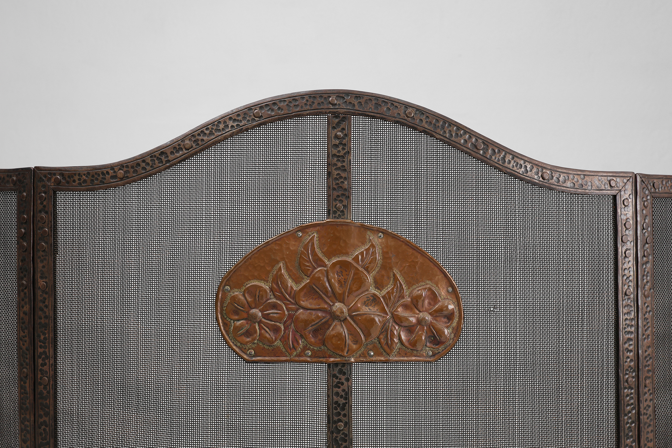 French Art Deco wrought iron fireplace screen with 3 panelsthumbnail